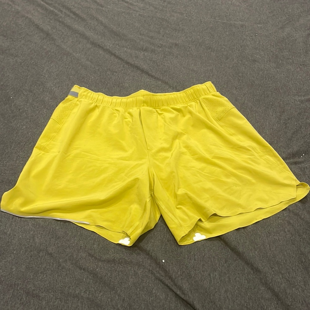 lululemon Yellow Lined Surge Shorts 6” Inseam Size L